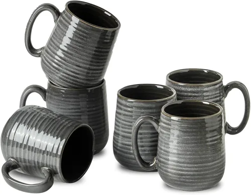 Miniatura 22 de Juego de tazas de café de cerámica grandes - 15 oz tazas de café con mango de porcelana, juego de 4 con mango, perfectas para capuchino, té, moca
