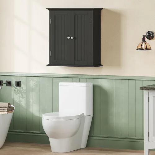 Miniatura 7 de Botiquín ChooChoo de baño para pared, gabinete de almacenamiento que ahorra espacio sobre el inodoro, botiquín de medicina con 2 puertas y estantes