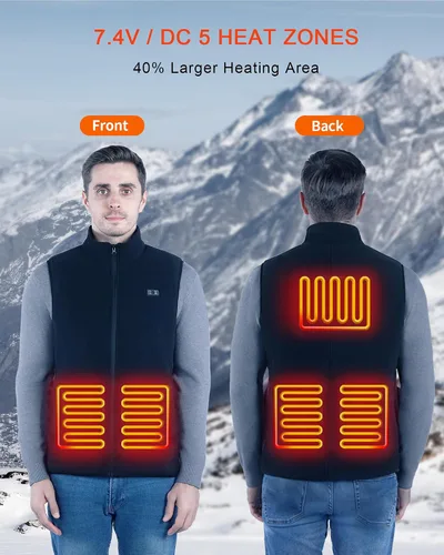 Miniatura 2 de Chaleco térmico para hombres y mujeres, chaleco térmico de forro polar con batería de 7.4 V, chaleco eléctrico ligero con aislamiento