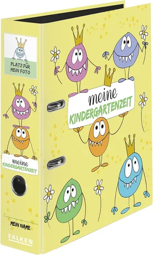Carpeta original con motivo Falken jardín de infantes con bolsillo de inserción. Hecho en Alemania. 3.1 in de ancho DIN A4 motivo monstruo, carpeta