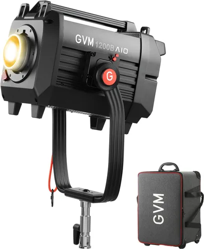 GVM - Luz de video LED de 1200 W, kit de iluminación de película AIO 1200B, kit de iluminación de fotografía de 42800lux/9.8 ft con control DMX,