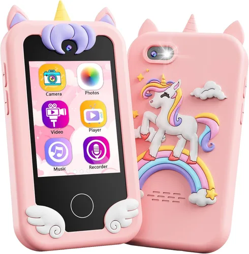 Miniatura 4 de KOKODI Teléfono inteligente para niños, pantalla táctil HD con doble cámara para niños, regalos de cumpleaños de Navidad, dinosaurio, teléfono