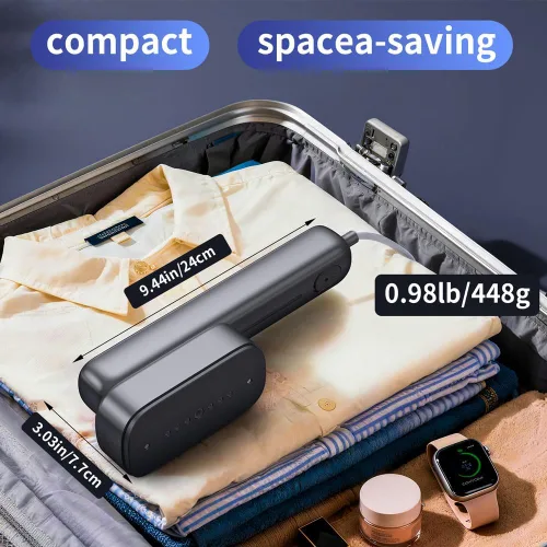 Miniatura 3 de Vaporizador de viaje global para ropa, (100 V-230 V) de doble voltaje, portátil 2 en 1, vaporizador de mano y plancha, viaje más seguro con apagado