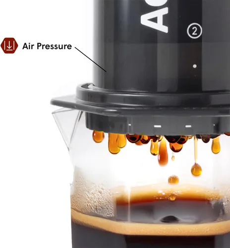 Miniatura 2 de AeroPress Prensa de café original XL, prensa francesa grande todo en uno, cafetera manual estilo pour-over y espresso, preparación de 2 min para Gris