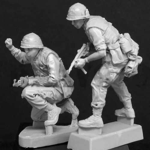 Miniatura 2 de Goodmoel 1/35 Kit de soldado de combate de soldado de guerra de Vietnam (2 personas) / Kit en miniatura de soldado sin montar y sin pintar/Ja-7957
