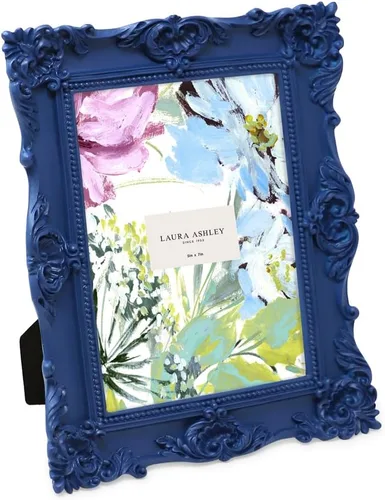 Miniatura 46 de Laura Ashley - Marco de fotos de 5 x 7 pulgadas, de resina texturizada y elaborada a mano, con caballete y gancho para mesa y pared, con diseño Negro