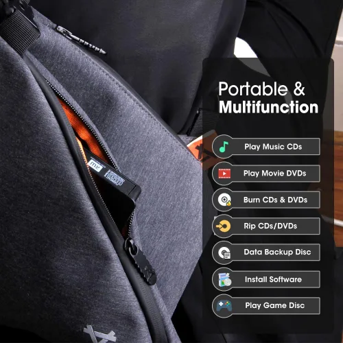 Miniatura 6 de ROOFULL Unidad Externa de CD/DVD para Portátil, USB 3.0 y USB-C, Reproductor/Lector/Grabador/Quemador Portátil de CD/DVD-RW, Unidad de Disco Óptico