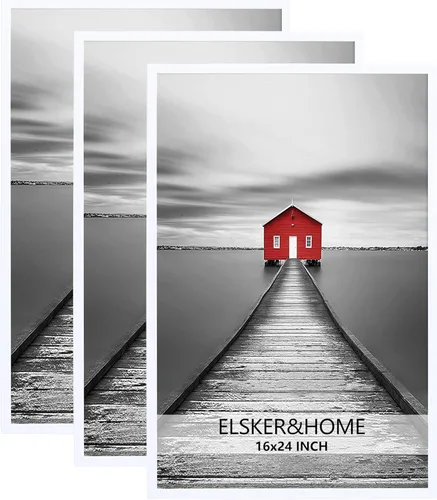 Miniatura 22 de ELSKER&HOME 18x24 Marco para Póster 3 Pack, Marco Plateado para Montaje Horizontal o Vertical en la Pared, Resistente y a Prueba de Arañazos