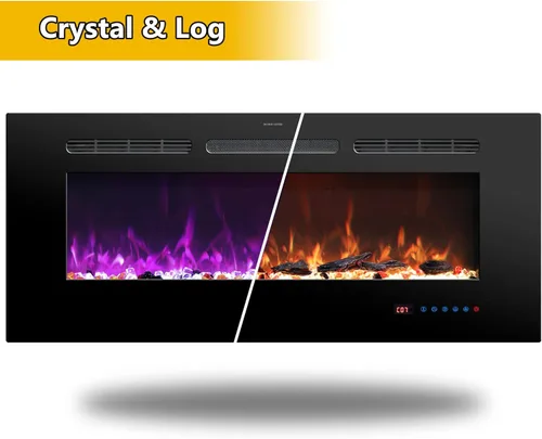 Miniatura 8 de Insertos de chimenea eléctrica de 30 pulgadas, calentador de chimenea empotrado y montado en la pared para uso en interiores con control remoto, 13