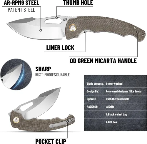 Miniatura 2 de ARTISANCUTLERY Xcellerator - Cuchillo plegable de bolsillo para hombre con agujero para el pulgar, hoja de acero AR-RPM9 de 3.86 pulgadas y mango