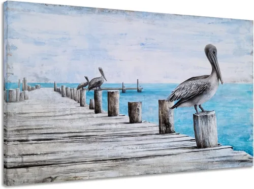 Miniatura 11 de SYGALLERIER Lienzo costero pintado a mano, pintura de naturaleza muerta, cuadros náuticos modernos, arte estético para sala de estar, dormitorio