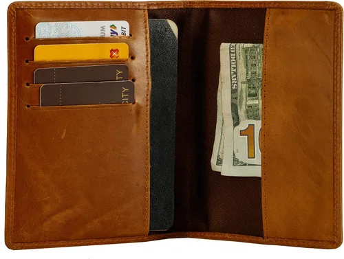 Miniatura 6 de Finlaer - Cartera de viaje de cuero para pasaporte, Castaño rojizo, Minimalista