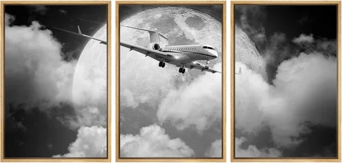 Miniatura 149 de wall26 Lienzo enmarcado para pared, juego de arte exótico tropical, océano, mar, avión, puesta de sol, transporte, fotografía, realismo, decorativo
