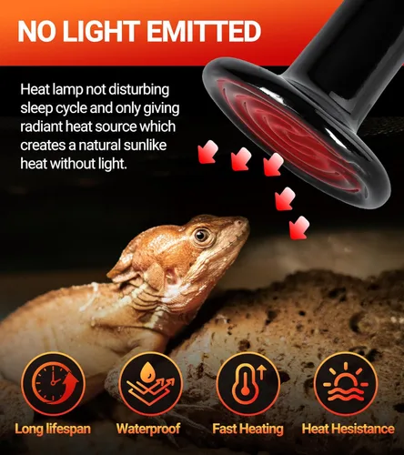 Miniatura 3 de REPTI ZOO Emisor de calor de cerámica de 60 W, lámpara de calor para reptiles, bombillas de calor nocturno, terrario de reptil, lámpara de calor