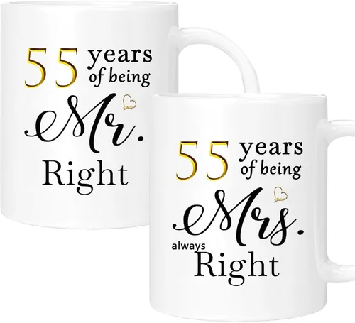 Miniatura 45 de Juego de 2 Tazas de Café del 11º Aniversario, Regalos de Boda del 11º Año Decoraciones de Aniversario para Parejas Padres Hombres Mujeres Marido