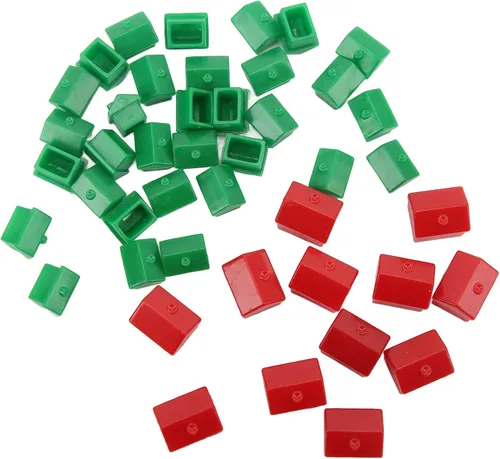 Miniatura 5 de Piezas de repuesto para juegos de hotel, piezas de repuesto, 12 casas rojas y 32 casas verdes, juego de casas y hoteles de plástico, accesorios