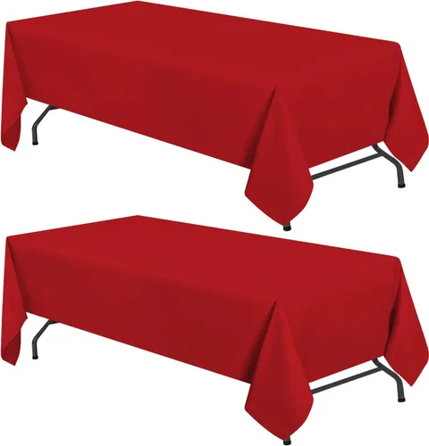 Miniatura 10 de WEALUXE - Manteles blancos para mesas rectangulares de 8 pies, paquete de 2, 60 x 126 pulgadas, resistentes al agua, a las manchas y a las arrugas