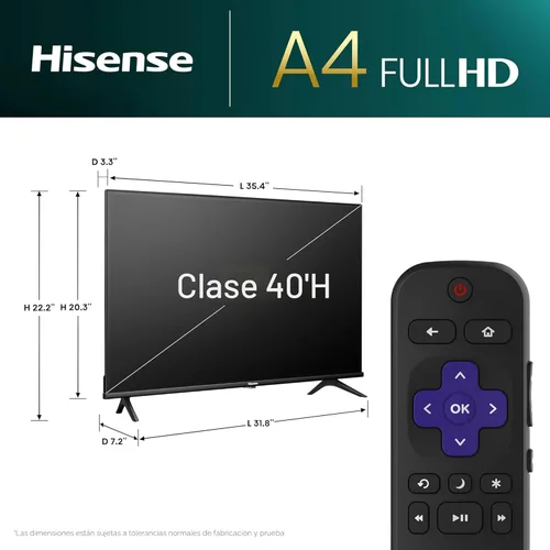 Miniatura 3 de Hisense Smart Roku TV de 40 pulgadas Serie A4 FHD 1080p con compatibilidad Alexa (40A4NR) - Dolby Audio, diseño de bisel delgado, Asistente de Google