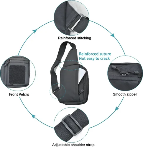Miniatura 4 de FLWVOG Bolsa cruzada de transporte oculta para hombres, bolsa Ccw Sling Bag EDC Bolsa de transporte de hombro bolsa de pecho Bolsas de pistola