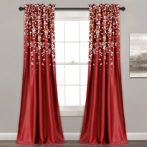 Miniatura 24 de Lush Decor Cenefa para ventana con filtro de luz, colección Weeping Flower, juego de cortinas, un par, 52" de ancho x 95" de largo + 2" de cabecera