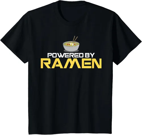 Miniatura 73 de Camiseta de fideos de anime japoneses Powered By Ramen, Negro, S