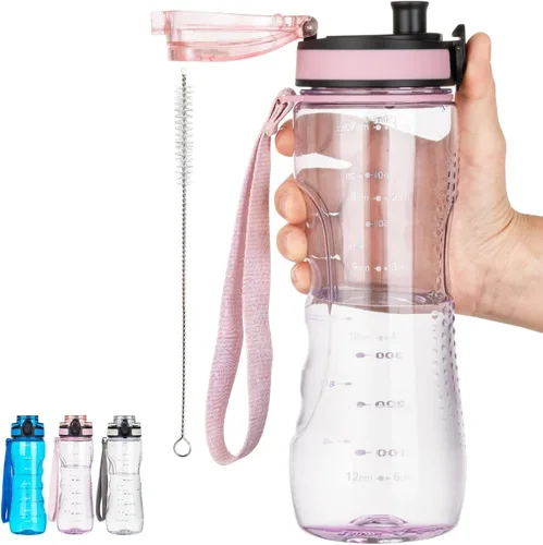 Miniatura 16 de Botella de agua motivacional para niños de 24 onzas con marcador de tiempo, tapa de pajilla, a prueba de fugas, botella de agua deportiva Tritan sin