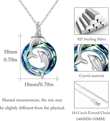 Miniatura 2 de Collar de delfín de plata de ley 925, regalos para el día de la madre para mujeres