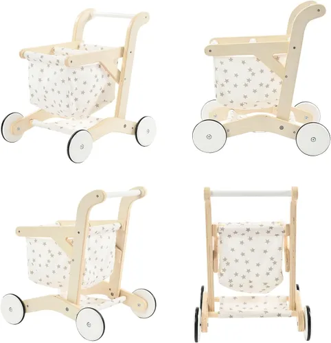 Miniatura 6 de labebe Cochecito de muñeca para bebé, juguete de empuje para niños pequeños, carrito de compras para niñas y niños de 1 año de edad, caminante