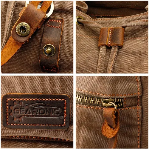 Miniatura 3 de GEARONIC Mochila de lona vintage, mochilas casuales para hombres y mujeres, bolsa para laptop de 15 pulgadas, mochila de viaje, senderismo, camping