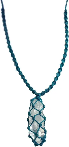 Collar surfista para hombre con piedra de cuarzo en azul turquesa – Joyería de cordón de fibra anudada hecha a mano por Rumi Sumaq