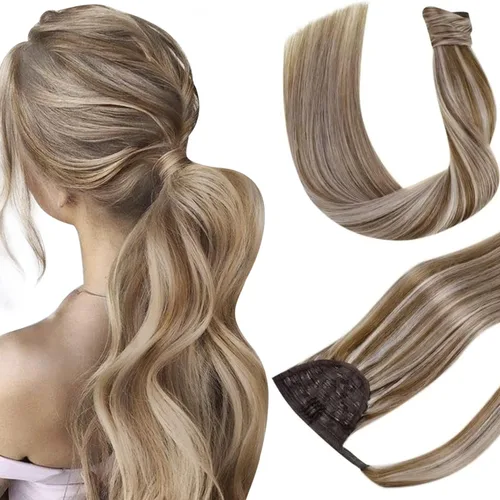 Miniatura 35 de Hetto - Extensiones de cabello humano onduladas con clip, color #2 castaño oscuro, extensiones de cabello humano natural para cabeza completa