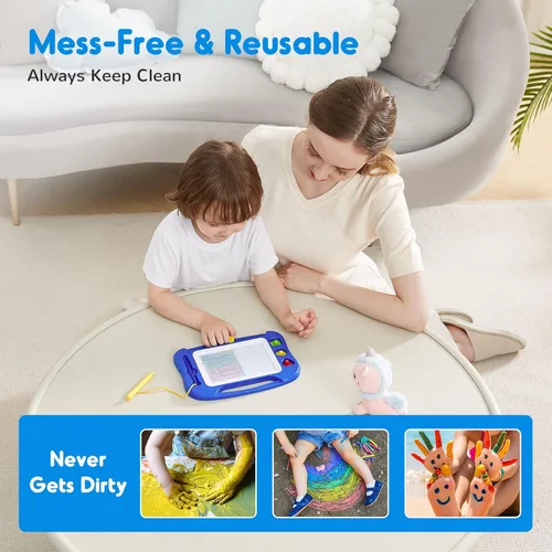 Miniatura 6 de SGILE Pizarra magnética para dibujar para niños, juguetes para niños pequeños de 1, 2 y 3 años – 9.8×7.1 pulgadas, pizarra para garabatear, grabar