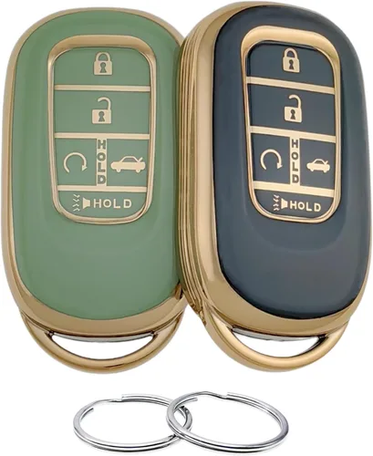 REPROTECTING Funda para llavero de TPU compatible con (5 botones) Honda Accord Civic HR-V CR-V Pilot Sport SI EX EX-L Touring 2022-2026 (negro/verde)