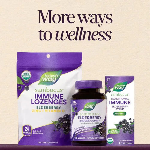 Miniatura 8 de Nature's Way Sambucus Pastillas de zinc con saúco y vitamina C, sabor miel y limón, 24 pastillas