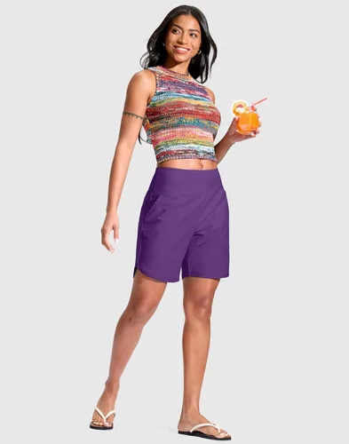 Miniatura 6 de G Gradual Pantalones cortos de natación de secado rápido para mujer de 7 pulgadas 9 pulgadas, pantalones cortos de natación de cintura alta