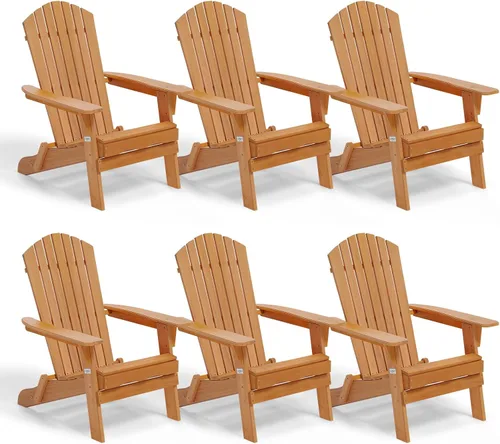 Miniatura 9 de VINGLI Silla Adirondack plegable, sillas Adirondack de madera para exteriores, sillas plegables para fogata para patio, barbacoa, porche, patio