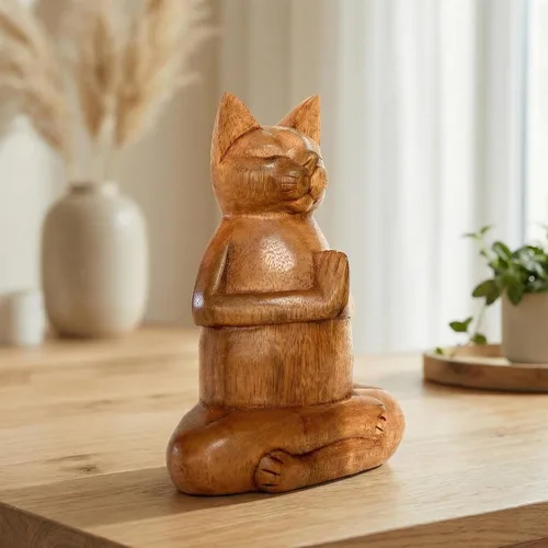 Miniatura 4 de G6 Collection Estatua de yoga de gato siamés tallada a mano de 8 pulgadas, escultura de estatua de yoga hecha a mano, decoración del hogar