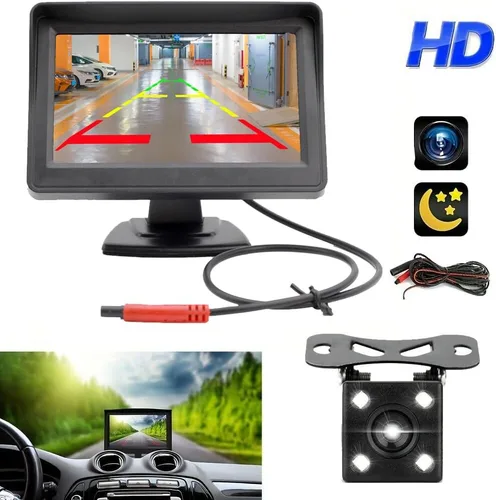 Miniatura 2 de 4.3 pulgadas TFT LCD coche monitor vehículo vista trasera reversa coche cámara LED aparcamiento sistema para coches, camiones, camionetas, SUV