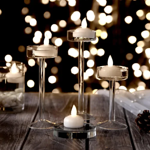 Miniatura 4 de AGPtek - lote de 10 luces ledes flotantes para té, impermeables, para decoración de bodas y fiestas, floral, vela sin llama, blanco/blanco cálido