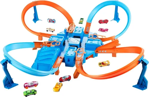 Miniatura 2 de ¡Acción de choque definitiva de Hot Wheels con el Criss Cross Crash Track Set! [Exclusivo de Amazon] & Juego de 10 camiones y autos de juguete a