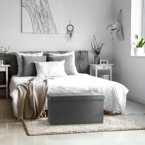 Miniatura 2 de Sorbus – Banco otomano plegable, De Almacenamiento Con Tapa – perfecto para juguetes y zapatos, Otomano, asiento, reposapiés, color contemporáneo