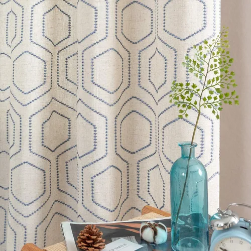Jinchan - Cortinas de lino con textura de panal
