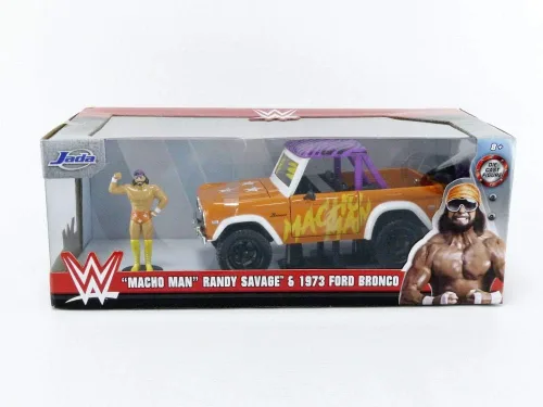 Miniatura 7 de Jada Toys WWE 1:24 1973 Ford Bronco - Coche fundido a presión con figura de Macho Man Randy Savage de 2.75 pulgadas, juguetes para niños y adultos