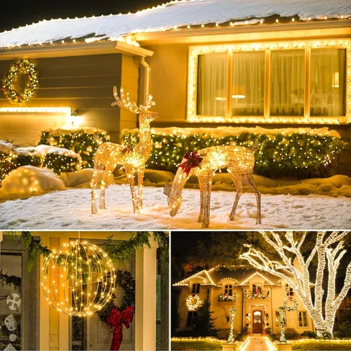 Miniatura 6 de Mlambert Paquete de 3 luces de hadas de 33 pies, funciona con pilas con control remoto y temporizador, impermeable, regulable, 8 modos, 100 luces