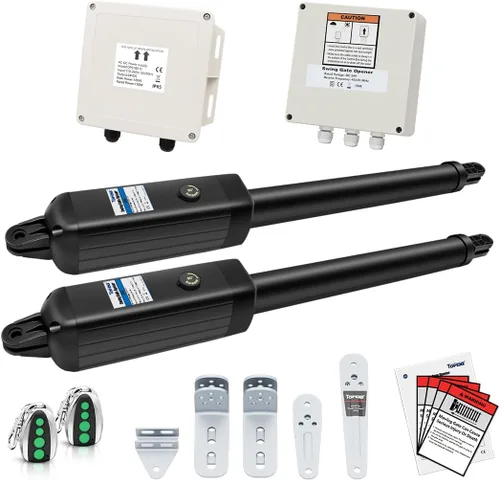 TOPENS PW802 - Abridor automático de puerta para puertas batientes dobles resistentes de hasta 18 pies por brazo, operador de puerta oscilante dual