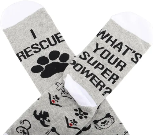 Miniatura 4 de G2TUP 2 pares de calcetines de regalo veterinario I Rescue What Your Superpower Rescue Animal Gift Dog Rescue Rescue Rescue Gift Dog Lover Gift