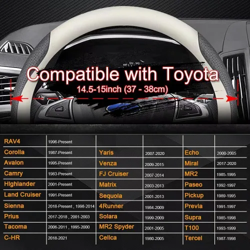 Miniatura 3 de HAOTULE Funda de Volante de Cuero Nappa Elegante y delgada, para conversión interior del volante de Toyota (Negro)