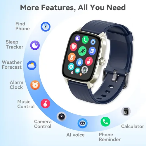 Miniatura 7 de DAVIKO Reloj podómetro para hombres y mujeres, Android y iPhone, pantalla de retina de 1.85 pulgadas con respuesta/hacer llamadas, reloj inteligente