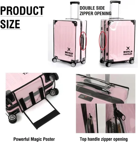 Miniatura 2 de Cubierta de maleta de PVC transparente cubierta protectora de equipaje de viaje transparente para maleta impermeable con ruedas cubierta de maleta