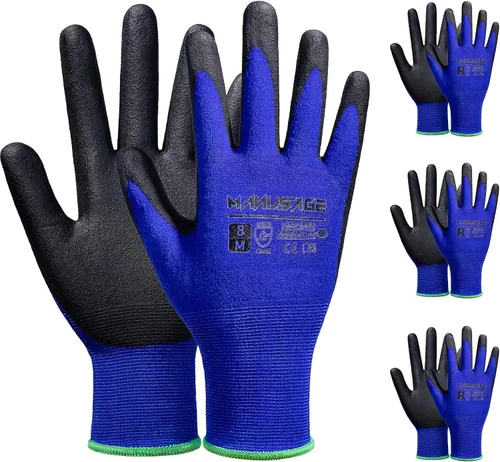 Miniatura 16 de Guantes de trabajo de seguridad MANUSAGE para hombres y mujeres, guantes de trabajo de nitrilo de microespuma XLarge, guantes de trabajo delgados